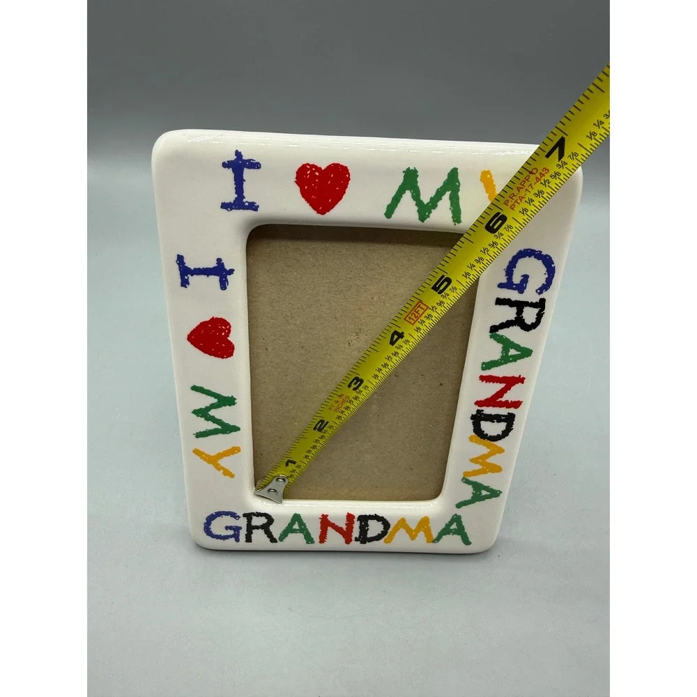 I Love My Grandma Ceramic Picture Frame White Multi Color Crayon Style 4x6 photo